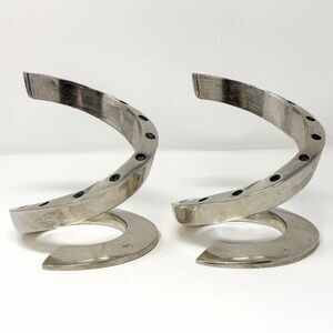 Pair Dansk Designs France Spiral Silver Plate Candle Holders Bertil Vallien